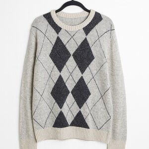 Dockers Men’s XL Argyle Crewneck Sweater Classic Cream, Blue & Gray –100% Cotton